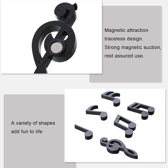 Creative Musical Note Refrigerator Magnets Set of 12 Message Magnet for Whiteboard, Dry Erase Board Decoration Refrigerator (6*White+6*Black)