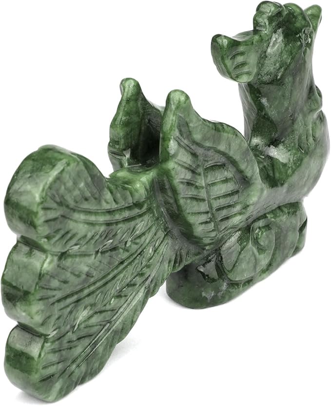 gemshan Handmade Jade Phoenix Statue - Natural Jade Phoenix Sculpture for Home Decor, Wild Animal Carved Figurine Collection Art Tabletop Home Decor