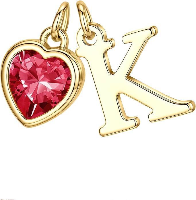 Turandoss Valentines Day Gifts for Her Trendy, Dainty 14K Gold Plated Initial A-Z Heart Birthstone Pendant Necklace Personalized Bridesmaid Birthday Valentines Jewelry Gifts for Women Girls