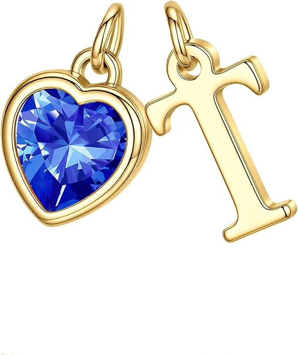 Turandoss Valentines Day Gifts for Her Trendy, Dainty 14K Gold Plated Initial A-Z Heart Birthstone Pendant Necklace Personalized Bridesmaid Birthday Valentines Jewelry Gifts for Women Girls