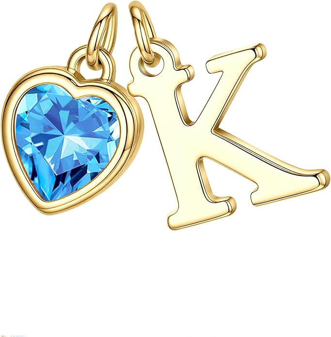 Turandoss Valentines Day Gifts for Her Trendy, Dainty 14K Gold Plated Initial A-Z Heart Birthstone Pendant Necklace Personalized Bridesmaid Birthday Valentines Jewelry Gifts for Women Girls