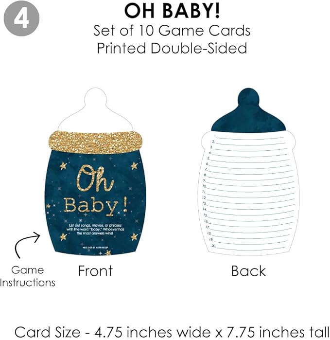 Big Dot of Happiness Twinkle Twinkle Little Star - 4 Baby Shower Games - 10 Cards Each - Who Knows Mommy Best, Mommy or Daddy Quiz, What’s in Your Purse and Oh Baby - Gamerific Bundle