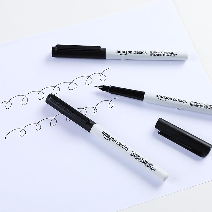 Amazon Basics Ultra Fine Point Permanent Markers, Black, 24-Pack