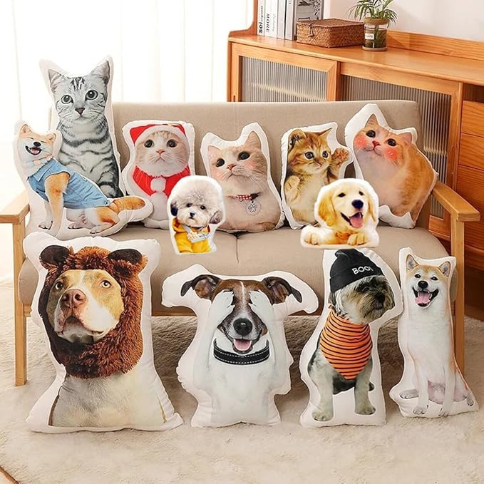 Personalized Dog Pillow, Custom Shaped Pillow with Photo, Decor Throw Pillow Inserts for Bedroom Living Room, 12 in