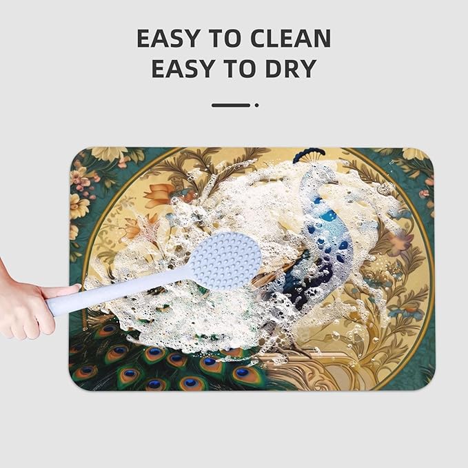 Diatomaceous Earth Bath Mat - Non-Slip Quick-Dry Bathroom Rug with Stylish Prints, Eco-Friendly Absorbent Floor Mat for Shower, Poolside(Vibrant Designs, 15.7 X 23.6Inch)