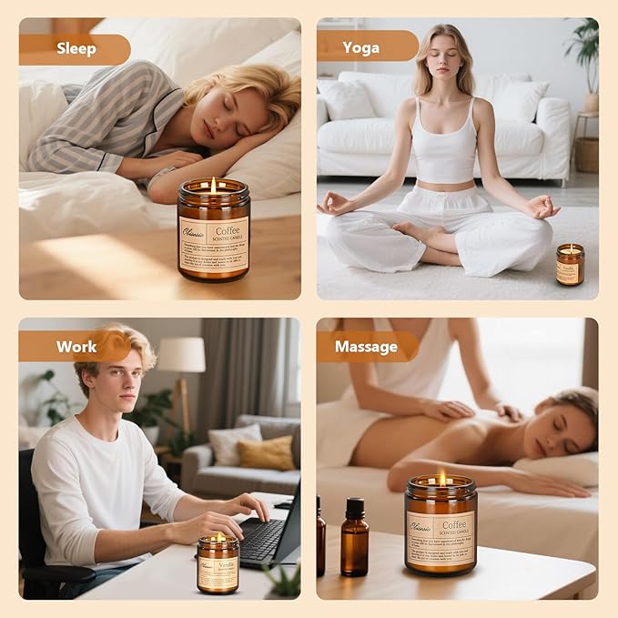 Coffee-Scented Candles,Home Aromatherapy Candels,Soy Wax Candle Gifts—These Fragrant Candes Uplift The Spirit and Refresh The Air.Perfect for Living Rooms and Bedrooms,They Make an Excellent Gift