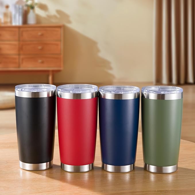 20 oz Tumbler Stainless Steel Tumblers with Lid Double Wall Vacuum Insulated Coffee Mug 20oz Powder Coated Cup for Hot and Cold Drinks, Army Green, 1 pack