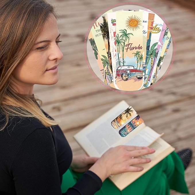 Florida Magnetic Bookmark Gifts - 48PCS Traveling City Magnetic Bookmarks USA City Book Marks Page Magnets Marker Clip for Women Book Lovers Traveler Students Teacher Florida Souvenirs Gift
