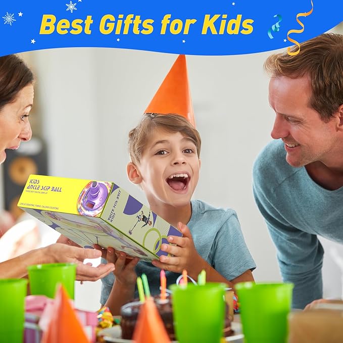 Flooyes Skip Ball for Kids, Ankle Skip Ball Toy with Counter, Timer and Cal Calculator, Boys Christmas Birthday Gifts for Age 6 7 8 9 10+, Rechargeable Colorful Flash Wheel Skip Ball for Boys