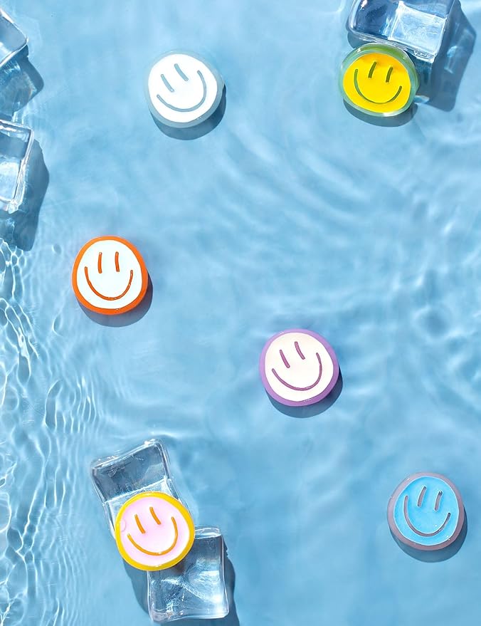 Mymazn 12Pcs Fridge Magnets Cute Refrigerator Magnets, Colorful Magnets for Whiteboard Cabinet Locker, Resin Smile Face Decorative Magnets for Classroom Kitchen Office