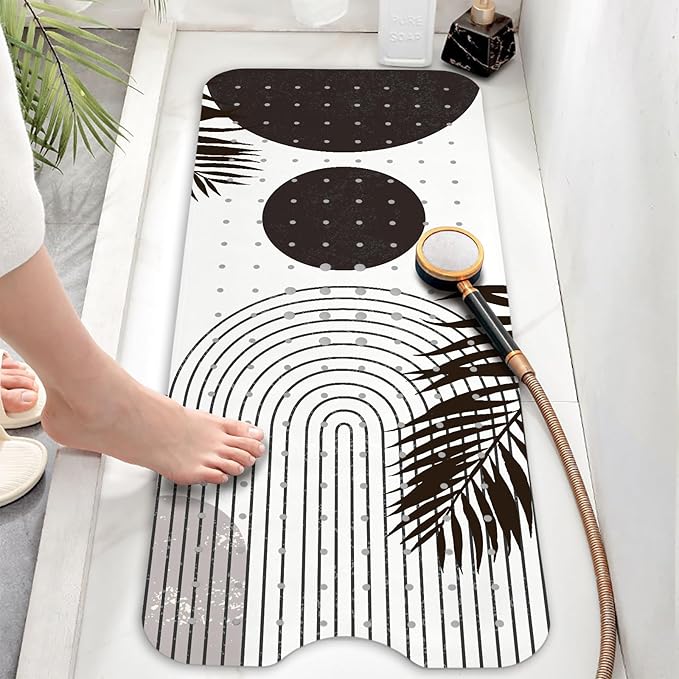 Bathtub Mat Non Slip, Bohemia Extra Long Bath tub Mat Shower Floor Mat with Suction Cups and Drain Holes for Adults Kids Elderly 40 X 16 Inch