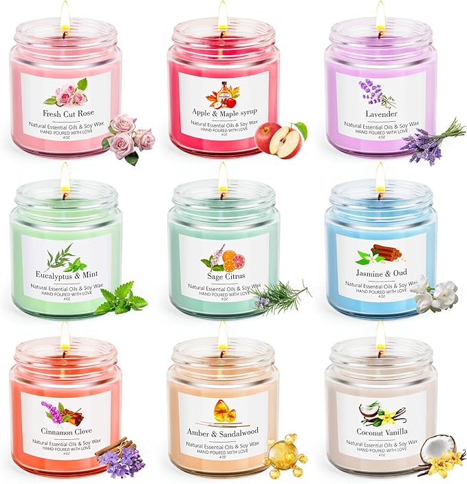 9 Pack Candles Gift for Women Aromatherapy Candles for Home Scented 36 oz 300 Hour Long Lasting Candles Gifts Set, Mothers Day Gifts, Birthday, Valentine, Christmas, Anniversary Holiday Home Decor