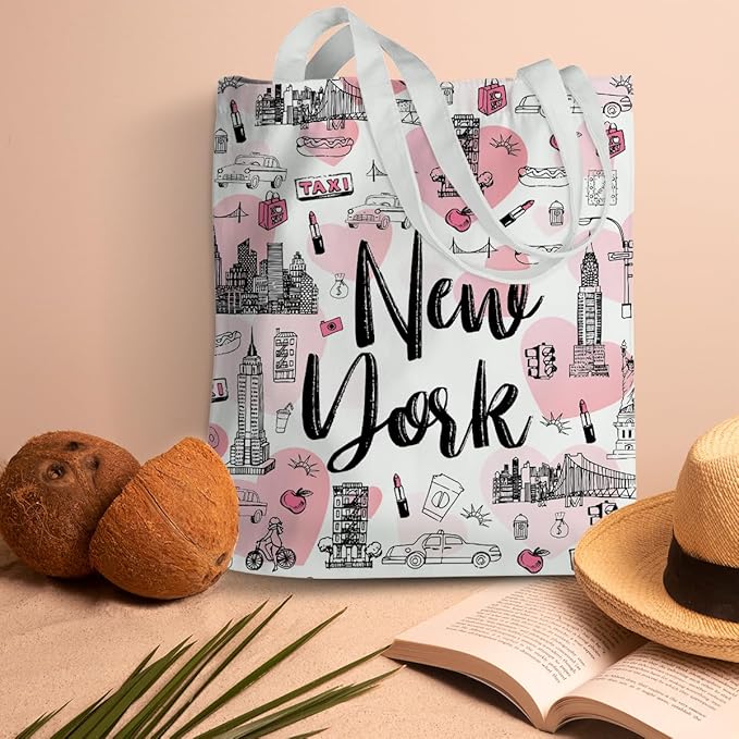 Jeilink New York Souvenirs and Gifts Beach Weekender Tote Travel Reusable Grocery Bags Girls Trip