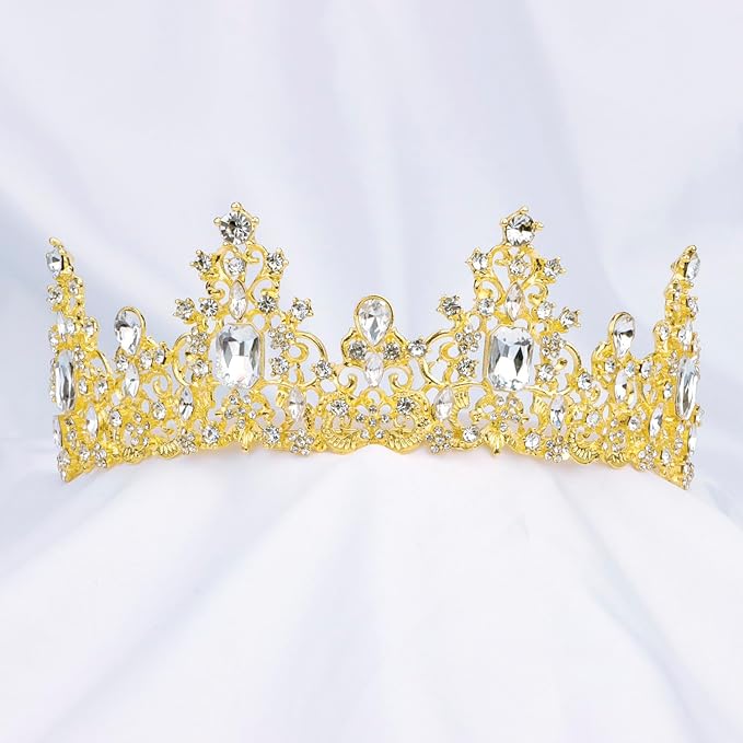 Didder Baroque Gold Crown for Princess, Bride, and Occasions - Tiara for Women, Girls, Wedding, Halloween, Christmas, Prom, Birthday Party