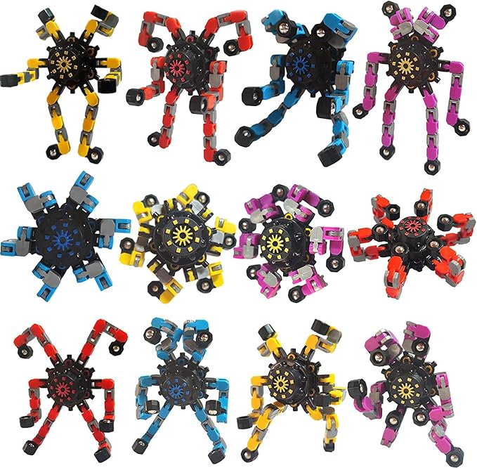 30pcs Random Fidget Spinners,DIY Deformable Robot Fingertip Toys,Decompression Spinner,Deformable Creative Mechanical Gyro Toys,Stress Relief Mechanical Chain Toy for Kids Adults,Party Supplies