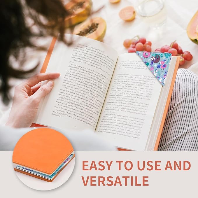 Cute Leather Bookmarks, Fun Triangle Making Corner Bookmark, Book Accessories for Reading Book Lovers, Unbreakable Page Markers for Women Men Cute Winter Animals