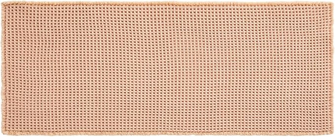 Waffle Runner Rug Bathroom, Long Boho Bathroom Rugs Non Slip Washable Super Absorbent Quick Dry Farmhouse Bath Decor, 72"x24" Light Peach