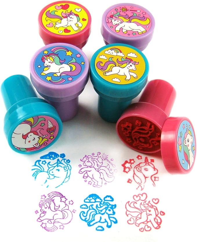 TINYMILLS 12 Pcs Unicorn Stamp Kit for Kids – Cute Self-Inking Unicorn Stamps, Unicorn Party Favors, Classroom Rewards, Goody Bag Stuffers, Birthday Party Supplies