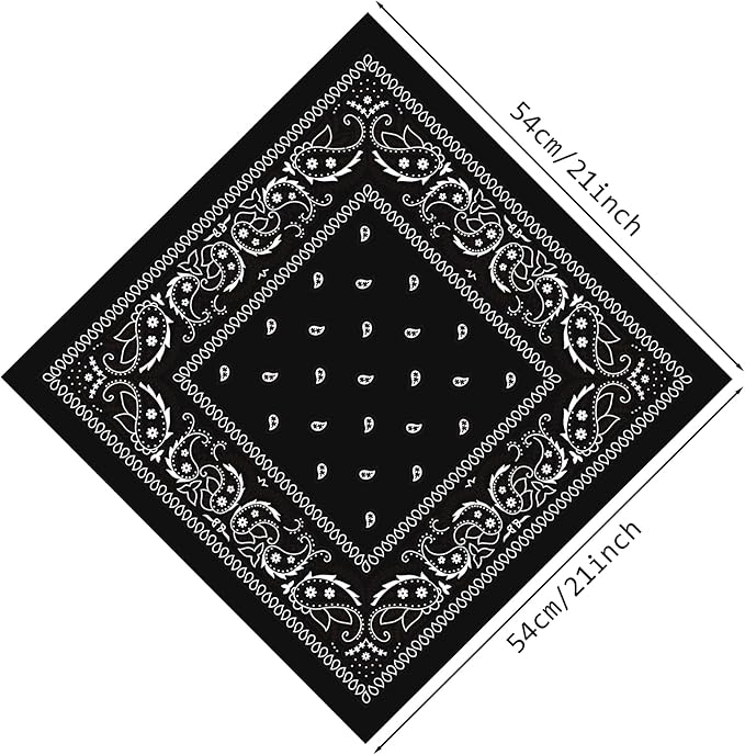 PLULON 30 Pack Bandanas for Men Women, Polyester Novelty Paisley Pattern Bandana Headbands Wristband Neckerchief Cowboy