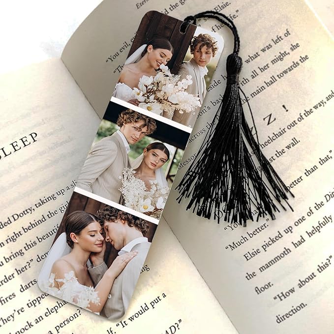 Custom Bookmark - Personalized Metal Bookmarks with Tassel, Customized Photo Color Picture Book Mark Gift for Women Men Readers Kids Book Lover Teacher Classmate Christmas Valentine's Day