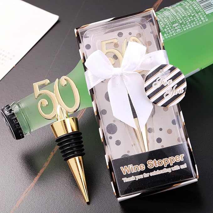12pcs Latest 50th Birthday Party Favors Wine Stoppers for 50th Wedding Anniversary Party Gifts 50th Birthday Party Gifts Souvenirs Decorations for Guests(12,50th Stopper)