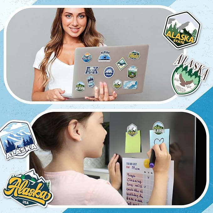 Konohan 30 Pcs Alaska Souvenirs Gifts Alaska Magnet for Refrigerator City Magnetic Refrigerator Stickers for Home Decoration