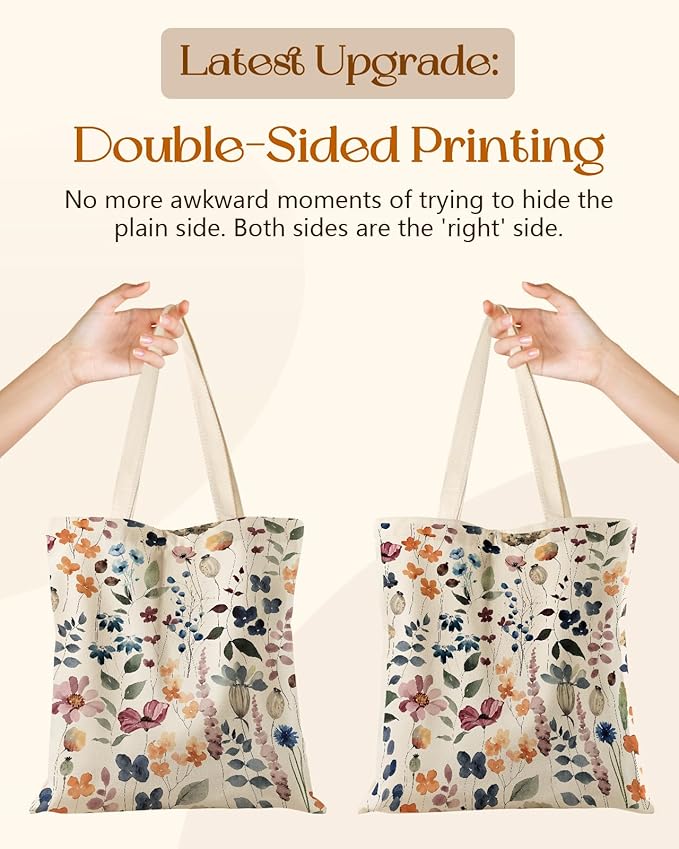 Miss Adola Aesthetic Tote Bag for Girls - with Magnetic Buckle and Zipper Inner Pocket for Women Lady Canvas Cotton Tote Bag