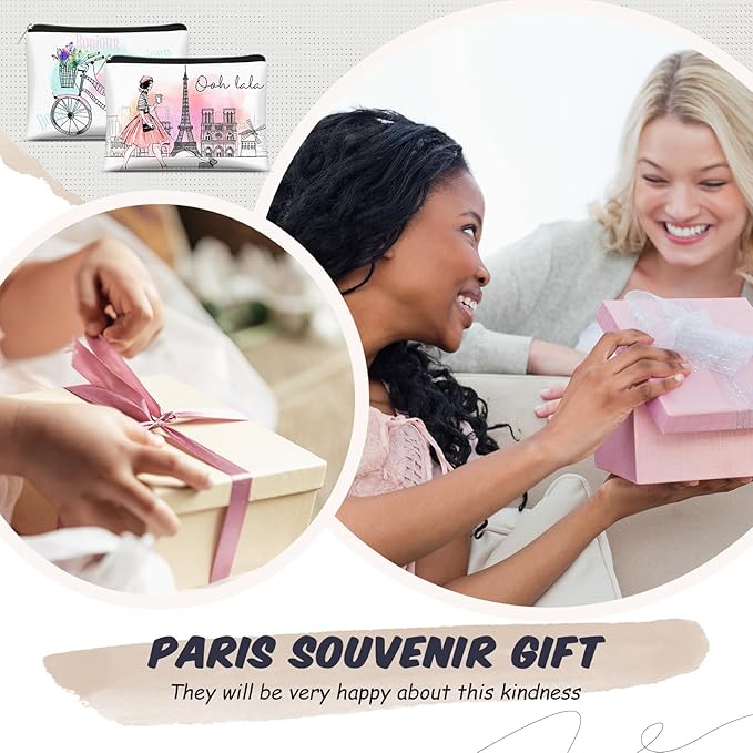 Reginary 12 Pcs City Souvenir Gifts Texas State Gifts Chicago City Souvenirs California Makeup Bag Paris San Francisco Alaska Zippered Cosmetic Bag for Women Traveler Souvenirs(Paris)