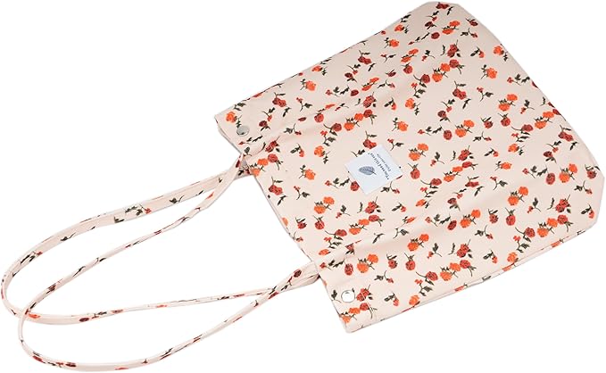 Corduroy Tote Bag Cute Tote Bags for Women Shoulder Bag with Inner Pocket for Work Beach Travel and Shopping Grocery