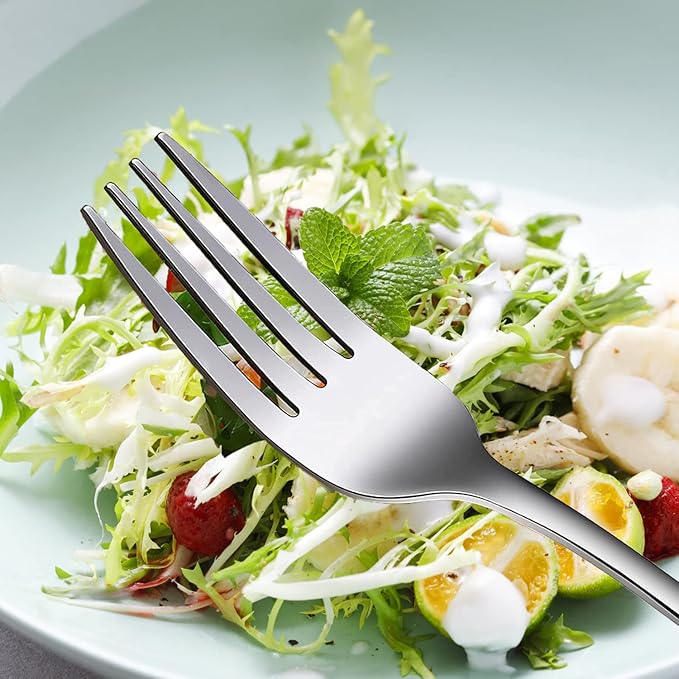 60 Pieces Spoons and Forks Set, Stainless Steel Forks and Spoons Silverware Set, Home Kitchen Cutlery Spoons and Forks