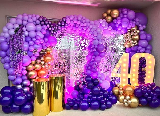 Bezente Purple Giant Balloons 36 Inch - 8 Pack Jumbo Purple Balloons Large Round Black Latex Balloons for Birthday Graduation Bridal Shower Wedding Halloween Party Decoration