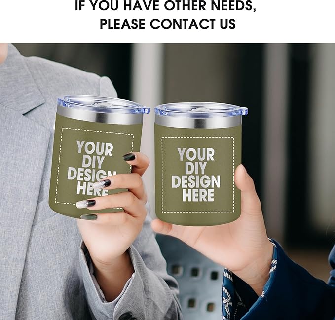 Personalized Custom Tumbler Print in USA 12oz Stainless Steel Travel Coffee Cup with Lid & Straw Double Wall Insulated Mug With Colorful Text Logo Photo