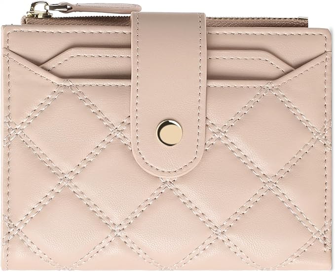 SENDEFN Small Wallet for Woman Leather RFID Blocking Bifold Zipper Pocket Credit Card Holder