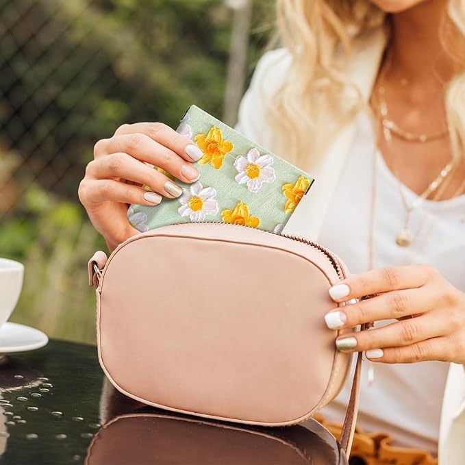 2Pcs PU Leather Small Squeeze Coin Purse Pouch Mini coin Bag Unique And Cute Wallet Cosmetic Bags Change Bag For Women Girls Men (Pink and Yellow Flowers L
