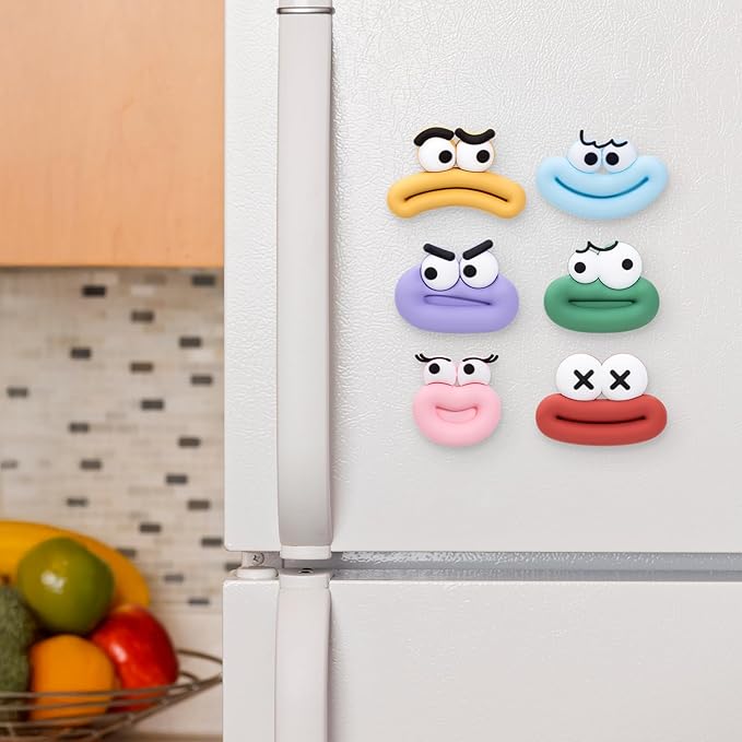 12Pcs Fridge Magnets Cute Refrigerator Magnets, Strong Magnets for Whiteboard Cabinet Locker, Rubber 3D Funny Decorative Magnets for Classroom Kitchen Office