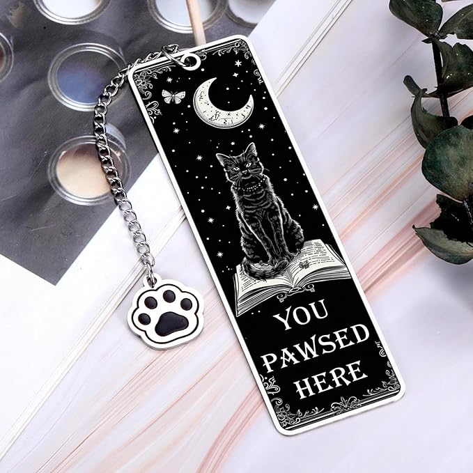 Cat Bookmark for Book Lovers Gifts Valentines Day Birthday Book Accessories Bookish Gifts for Her Him Women Men Reading Lovers Metal Bookmark for Reading Women Reader, Cat Themed Gift