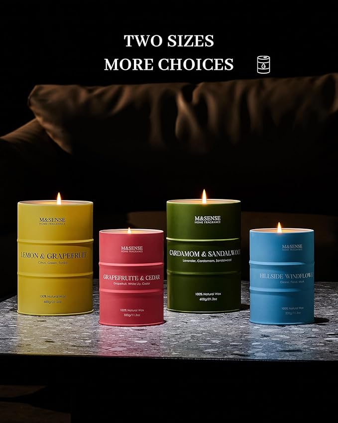 M&SENSE Large Soy Candles Litchi Fizzy Scented 21.2oz 120 Hour Long Lasting Natural Wax Non Toxic, Summer Candle Cozy Home Decor, Relaxing Aromatherapy Gifts for Women Mom Girlfriend