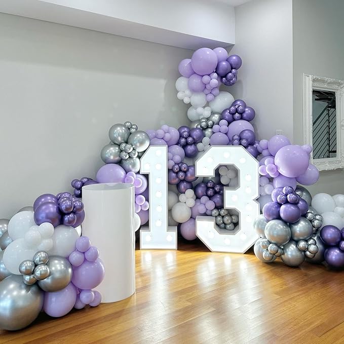 Bezente Pastel Purple Latex Party Balloons - 30 Pack 18 inch Round Helium Pale Lavender Light Purple Lilac Balloons for Bridal Shower Gender Reveal Wedding Party Decorations