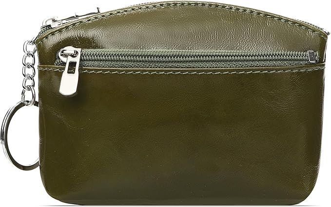 SENDEFN Genuine Leather Small Coin Purse Pouch Change Holder Wallet for Women With KeyChain