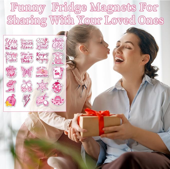 Pink Inspirational Refrigerator Magnet - 20 Pcs Motivational Locker Magnets for Girls Mental Health Encouragement Fridge Magnetic Stickers for Home Office Kitchen Whiteboard Decor