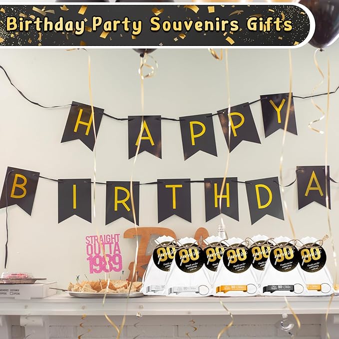 Dandat 54 Sets 90th Birthday Party Favors for Guests Birthday Beer Opener Keychain Cheers to 90 Bottle Opener Keychain with Thank You Cards and Gift Bags for Anniversary Wedding Party Favors