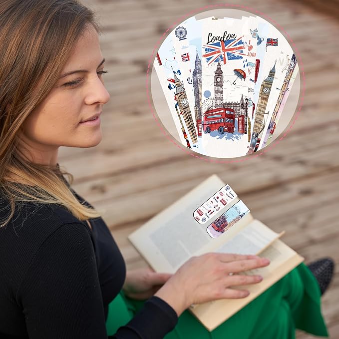 London Magnetic Bookmark Gifts - 48PCS British Magnetic Bookmarks UK England Travel Book Marks Magnets Page Marker Clip for Women Travel Students Teacher Reading London Lover Souvenirs Gift