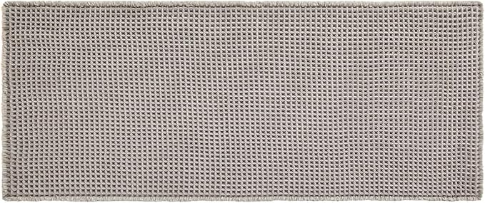 Waffle Runner Rug Bathroom, Long Boho Bathroom Rugs Non Slip Washable Super Absorbent Quick Dry Farmhouse Bath Decor, 72"x24" Light Grey