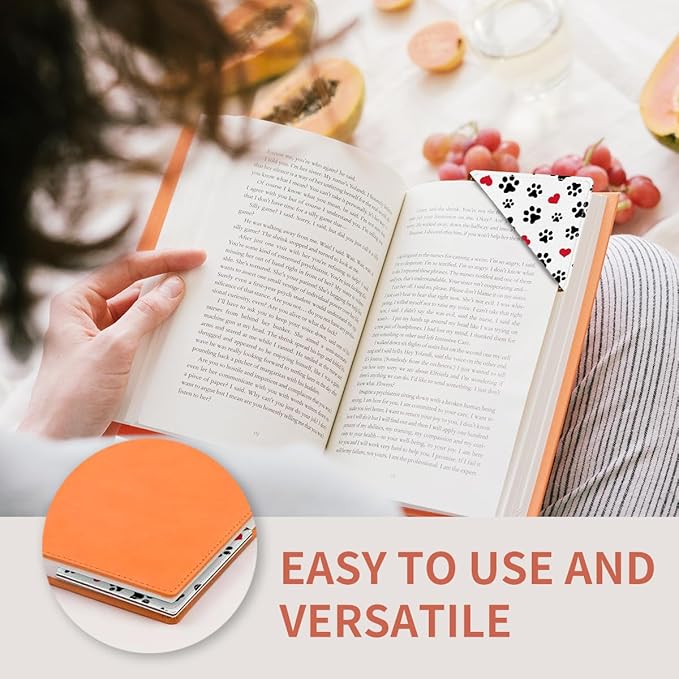 Cute Leather Bookmarks, Fun Triangle Making Corner Bookmark, Book Accessories for Reading Book Lovers, Unbreakable Page Markers for Women Men Cute Dog Paws