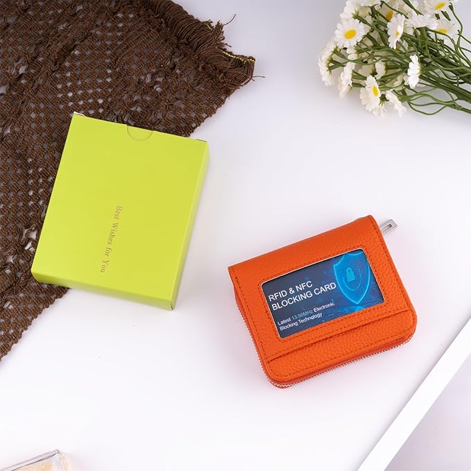 Genuine Small Wallet for Women, Slim RFID Blocking Credit Card Holder with ID Window, Compact Purses for Women with 31 Card Slots