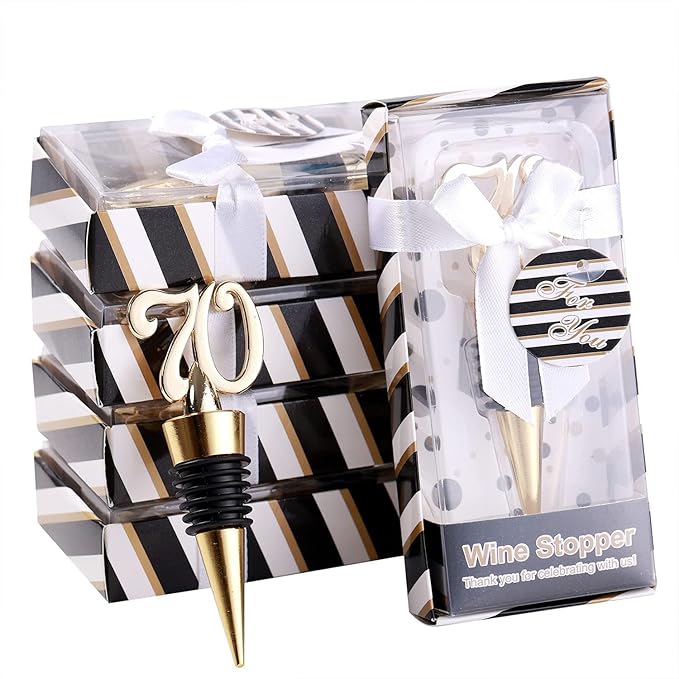 12PCS 70th Birthday Wine Bottle Stopper 70 Birthday Favors for Guests,70th Gold Wedding Anniversary Party Favors Valentine's Day Bridal Shower Souvenir Gift for Guests(12,70th Stopper)