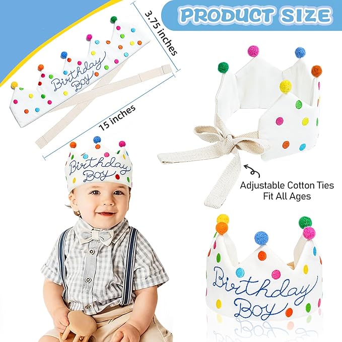 Personalized Hand Embroidered Crown, Customed Birthday Crowns for Kids Birthdays Party, Fit All Ages
