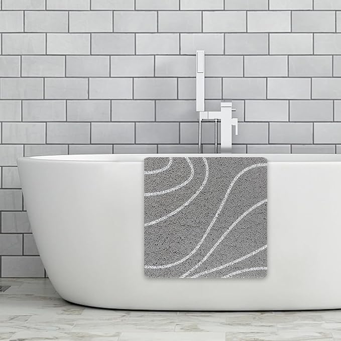 Shower Mat Bathtub Mat Non-Slip - 16x24 Inch, Soft Comfort Bath Mat with Drainage Holes, PVC Loofah Massage Bathmat for Shower, Tub, Bathroom, Wet Areas, Quick Drying