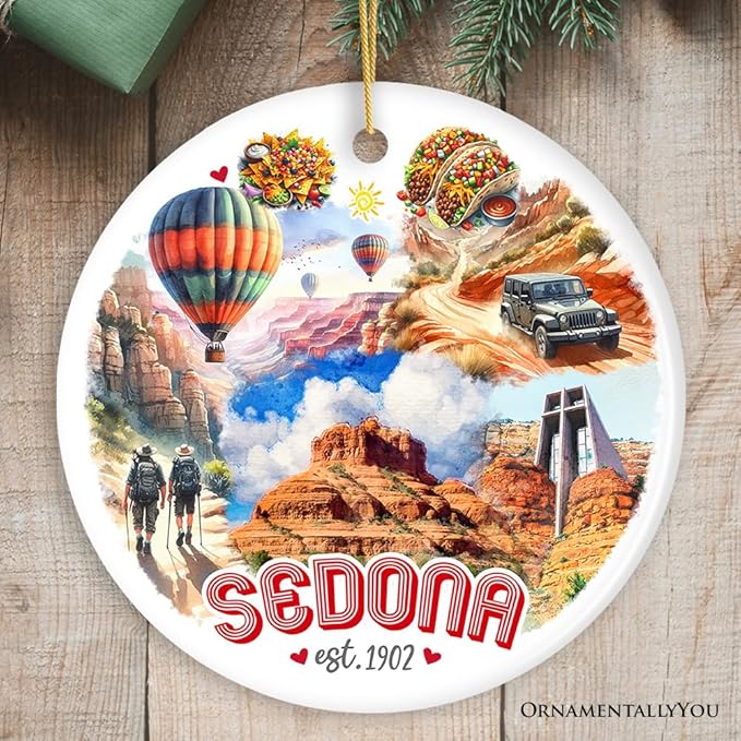 Breathtaking Sedona Landmarks Handmade Ornament, Vintage Arizona Travel Christmas Souvenir