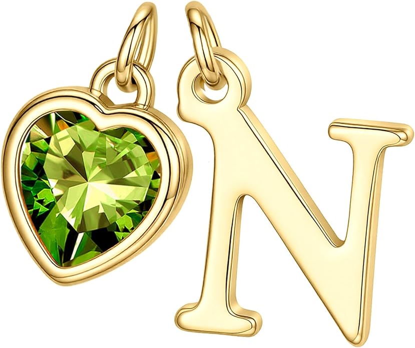 Turandoss Valentines Day Gifts for Her Trendy, Dainty 14K Gold Plated Initial A-Z Heart Birthstone Pendant Necklace Personalized Bridesmaid Birthday Valentines Jewelry Gifts for Women Girls